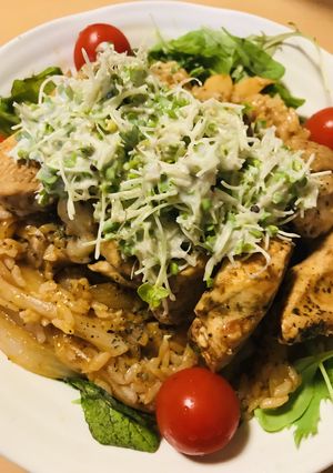 鶏肉のケチャップステーキ＆チキンライス-レシピのメイン写真