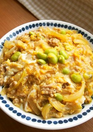 枝豆たっぷり！豚ミンチの卵とじ丼♪-レシピのメイン写真