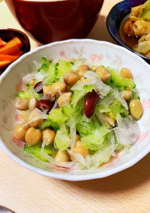 ゴーヤと玉ねぎと豆のサラダ-レシピのメイン写真