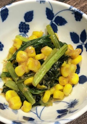 小松菜とコーンのマヨ醤油炒め-レシピのメイン写真