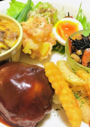 ハンバーグワンプレートメニュー焼きカレー-レシピのメイン写真