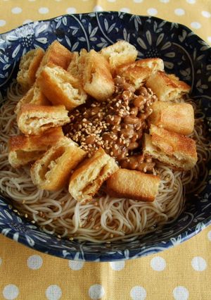 納豆・油揚げぶっかけそうめん-レシピのメイン写真