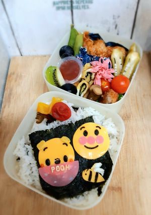 簡単キャラ弁まん丸プーさんとアンパンマン-レシピのメイン写真