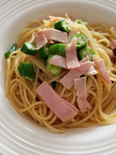 オクラとハムのスパゲティ-レシピのメイン写真