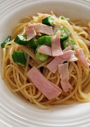 オクラとハムのスパゲティ-レシピのメイン写真