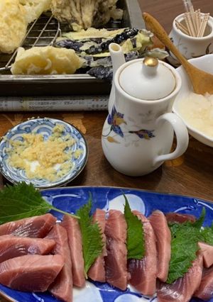 天ぷらとトロ鰹の刺身-レシピのメイン写真