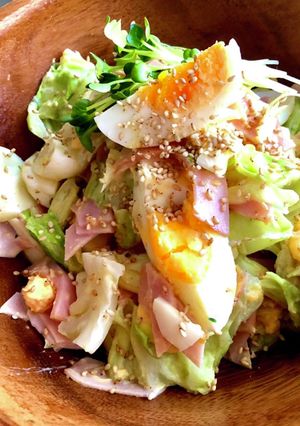 材料3つ！キャベツ茹で卵の味噌マヨサラダ-レシピのメイン写真