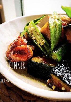 鶏もも肉☆かぼちゃ☆オクラの甘酢炒め-レシピのメイン写真