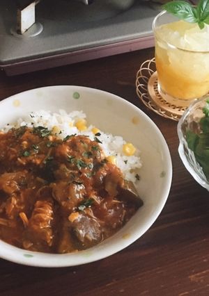 ナスとサバ水煮缶♡手抜きカレー-レシピのメイン写真