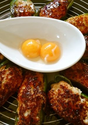 ♡ピーマンのつくね詰め　焼き鶏ソース♡-レシピのメイン写真