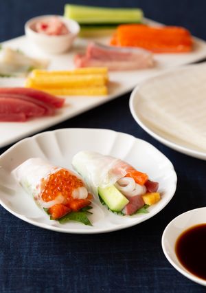 ライスペーパーの手巻き海鮮丼風-レシピのメイン写真