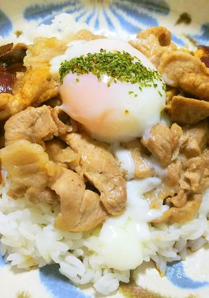 フライパンで簡単◎温泉卵で開花丼・他人丼-レシピのメイン写真
