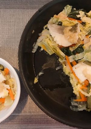 簡単楽ちん!たらと江戸菜の酒蒸し-レシピのメイン写真