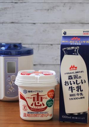 ナチュレ恵と森永おいしい牛乳でヨーグルト-レシピのメイン写真