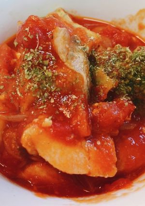 サラダチキンでずぼらトマトチキン煮込み-レシピのメイン写真