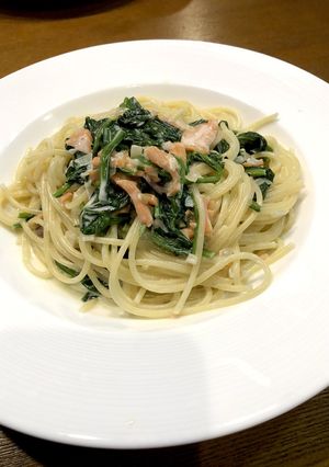 サーモンとほうれん草のクリームパスタ-レシピのメイン写真