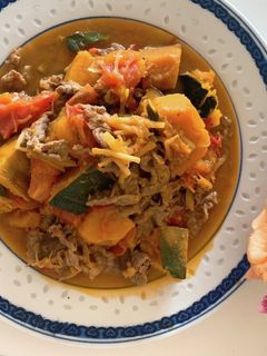 簡単♪かぼちゃと牛肉のジンジャートマト煮-レシピのメイン写真