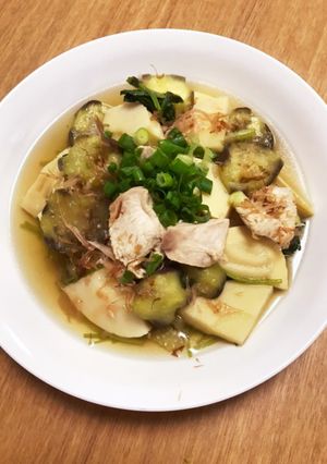 鶏胸肉とナス竹の子のあっさり煮-レシピのメイン写真
