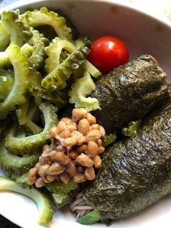 蕎麦海苔巻きのちょい納豆のせ-レシピのメイン写真