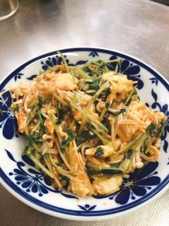 豆苗とえのきと卵の甘酢炒め-レシピのメイン写真
