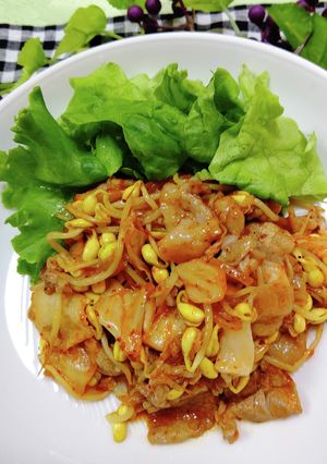 簡単 豆もやし入り豚キムチ炒め-レシピのメイン写真
