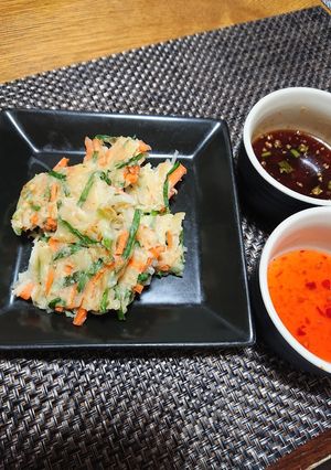 簡単節約！もっちりニラ豆腐チヂミたれ2種-レシピのメイン写真