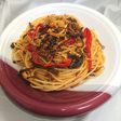 きくらげミンチピーマンのスパゲッティ
