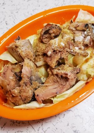超簡単!鯖のっけキャベツ玉ねぎレンジ蒸し-レシピのメイン写真