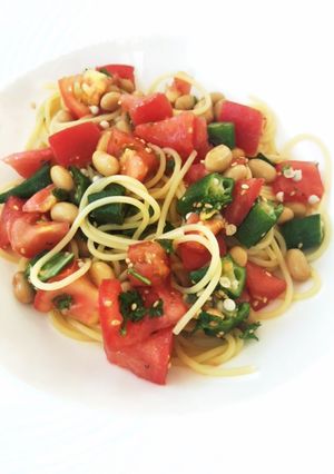 ミント、トマト、大豆の冷製パスタ-レシピのメイン写真