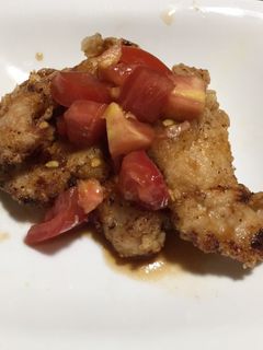 トマトとポン酢のタレで鶏胸肉のから揚げ-レシピのメイン写真