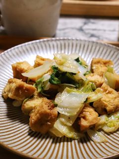 厚揚げと白菜のピリ味噌炒め-レシピのメイン写真