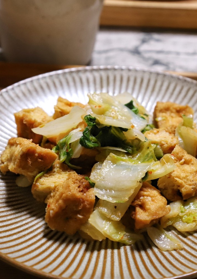 厚揚げと白菜のピリ味噌炒め-レシピのメイン写真