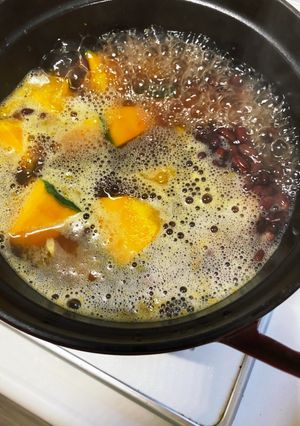 夏バテ回復　南瓜と茹で小豆の味噌煮-レシピのメイン写真