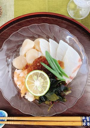 【椎茸粉使用♪】出汁ゼリー、魚介と一緒に-レシピのメイン写真