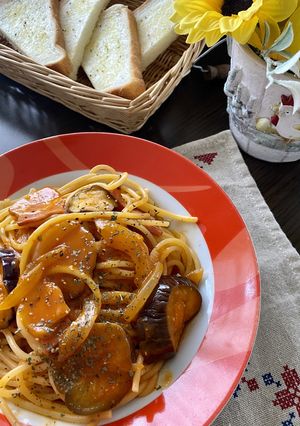 なすとベーコンの野菜ジュースパスタ-レシピのメイン写真