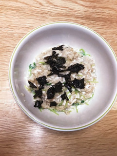 鍋キューブの鶏・豆苗オートミール粥-レシピのメイン写真