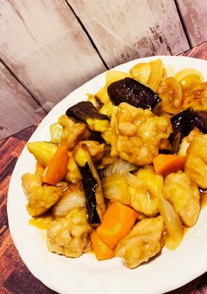 酸味が強すぎない鶏肉とナスの甘酢和え-レシピのメイン写真