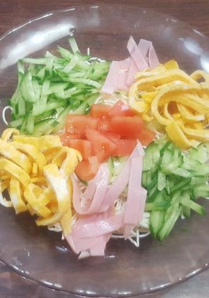パパッと夕食、裏技錦糸卵で冷し中華風素麺-レシピのメイン写真