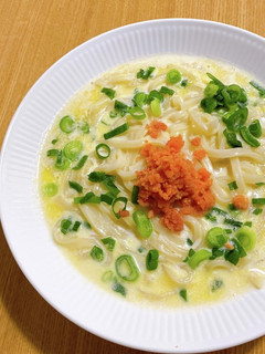 6分で完成!簡単豆乳めんたいうどん-レシピのメイン写真