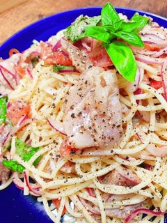 鮪とバジルトマトの冷製パスタ-レシピのメイン写真