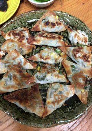 オクラとモロヘイヤのワンタン挟み焼き-レシピのメイン写真