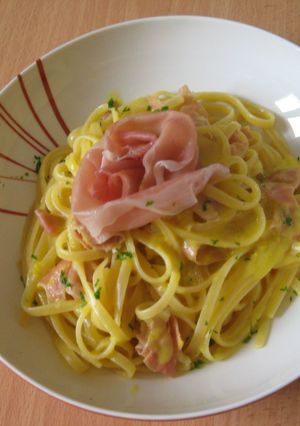 生ハム×パプリカクリームパスタ-レシピのメイン写真