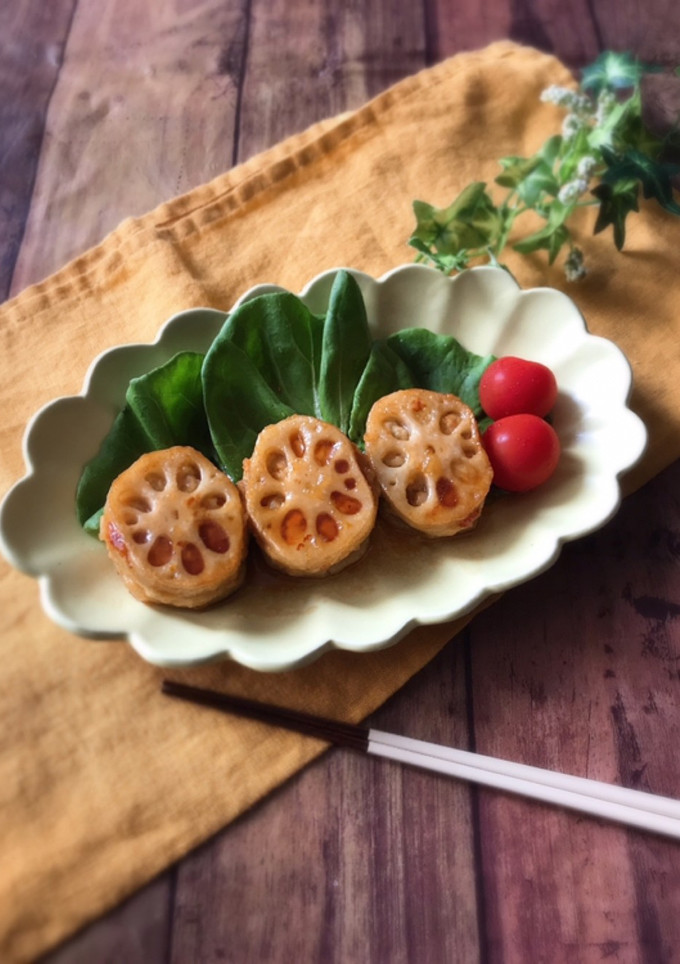 きのこたっぷりれんこんのはさみ焼き-レシピのメイン写真
