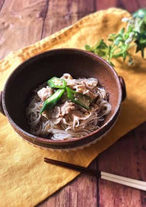 『柚子胡椒』豚肉とオクラのポン酢そうめん-レシピのメイン写真