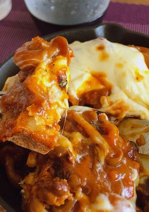 ハッシュドビーフでパングラタン☆お夜食に-レシピのメイン写真