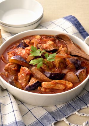 フィレンツェなすと鶏のブイヨントマト煮-レシピのメイン写真