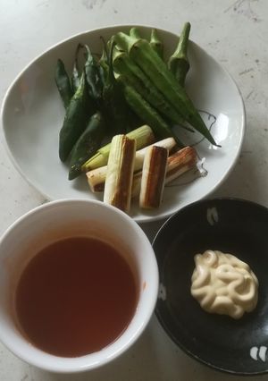 簡単!　シシトウ、オクラ、長ネギの焼き物-レシピのメイン写真