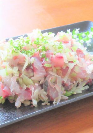 鯵のなめろう【花穂じそ・みょうが・白ねぎ-レシピのメイン写真