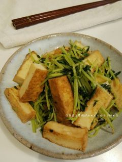 豆苗と厚揚げのめんつゆマヨ炒め-レシピのメイン写真