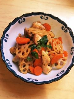 蓮根と鶏モモの甘辛炒め-レシピのメイン写真